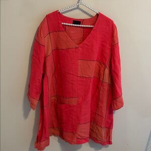 Q neel pink Orange V-Neck Tunic size 18
